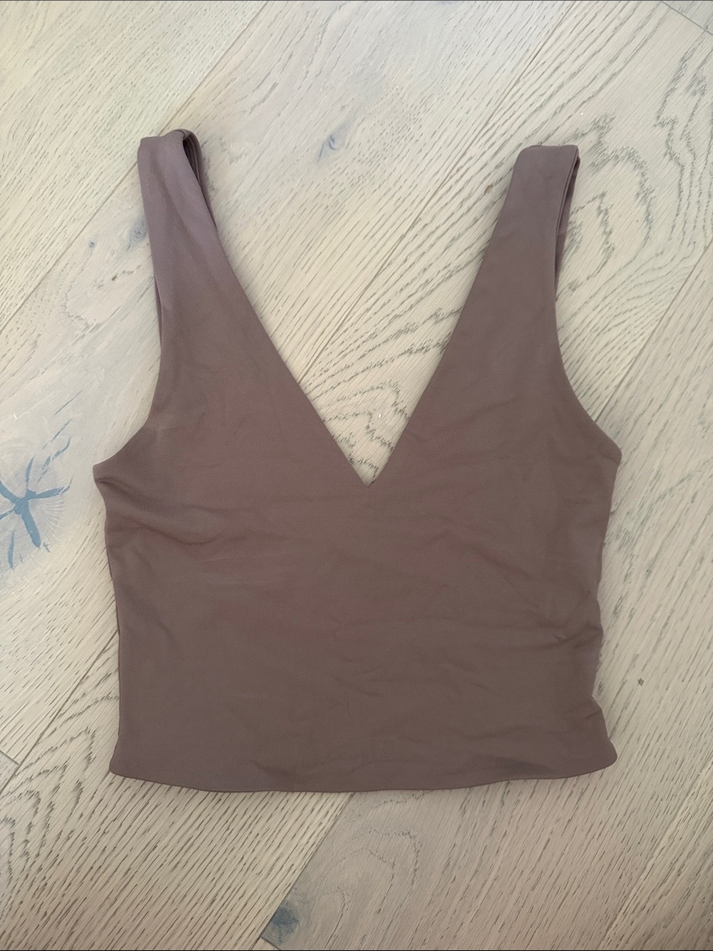 Babaton Mauve-Brown Deep V Crop Tank